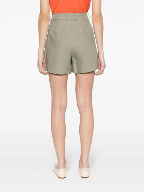 pleated detail linen shorts